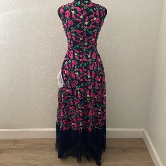 NWT $298 Dress The Population Bright Floral Embroidered Dress Navy 0055 - Picture 13 of 16